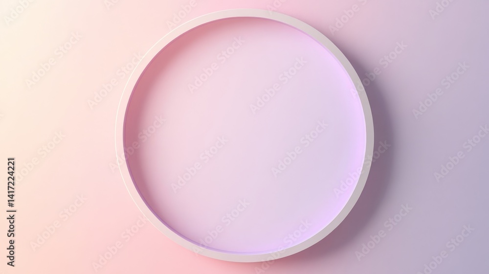 Obraz premium Minimalistic circular frame with soft pastel lighting, ideal for displays