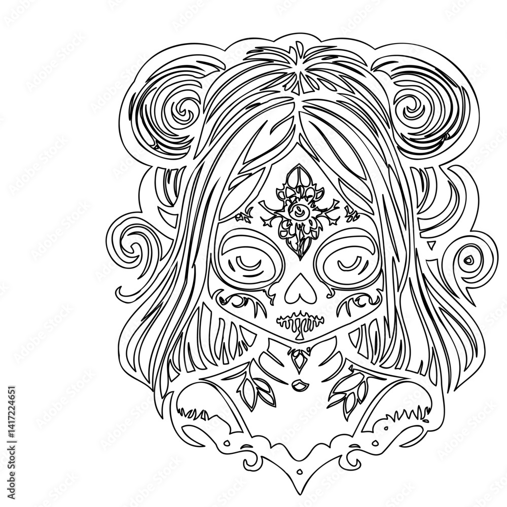 Obraz premium Sugar Skull Coloring Page for D�a de Muertos