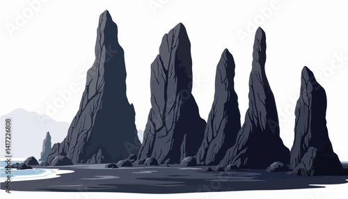 Rock formations standing majestically against the sea backdrop  
