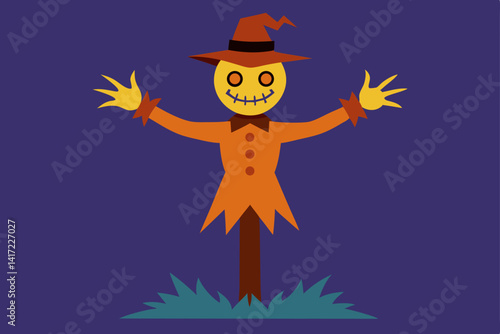 halloween pumpkin with witch