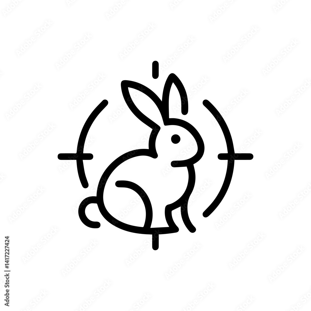 Obraz premium Cute Bunny Icon: A simple line drawing of a rabbit, evoking feelings of playfulness, innocence, and springtime. Perfect for children's illustrations, pet care websites, and social media posts.