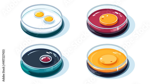 Colorful Egg Yolks and Whites in Petri Dishes