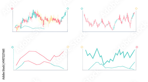 Colorful Line Charts Showing Stock Market Data Trends