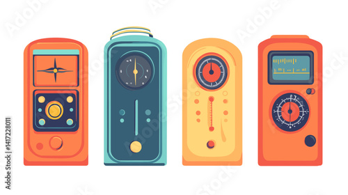 Colorful Vintage Radio Illustration Set