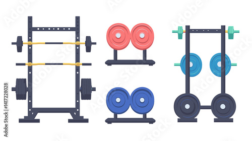 Colorful Weightlifting Equipment Illustration