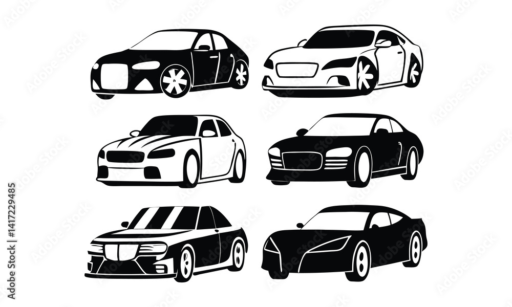 Obraz premium Collection of Car Illustrations Sedans and Automotive Designs