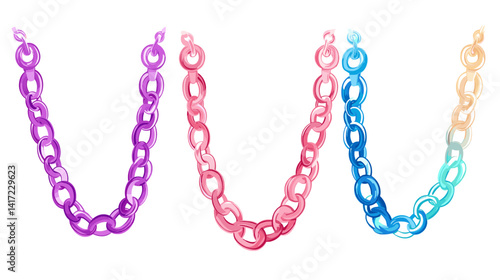 Three Pastel Gradient Chains on White Background