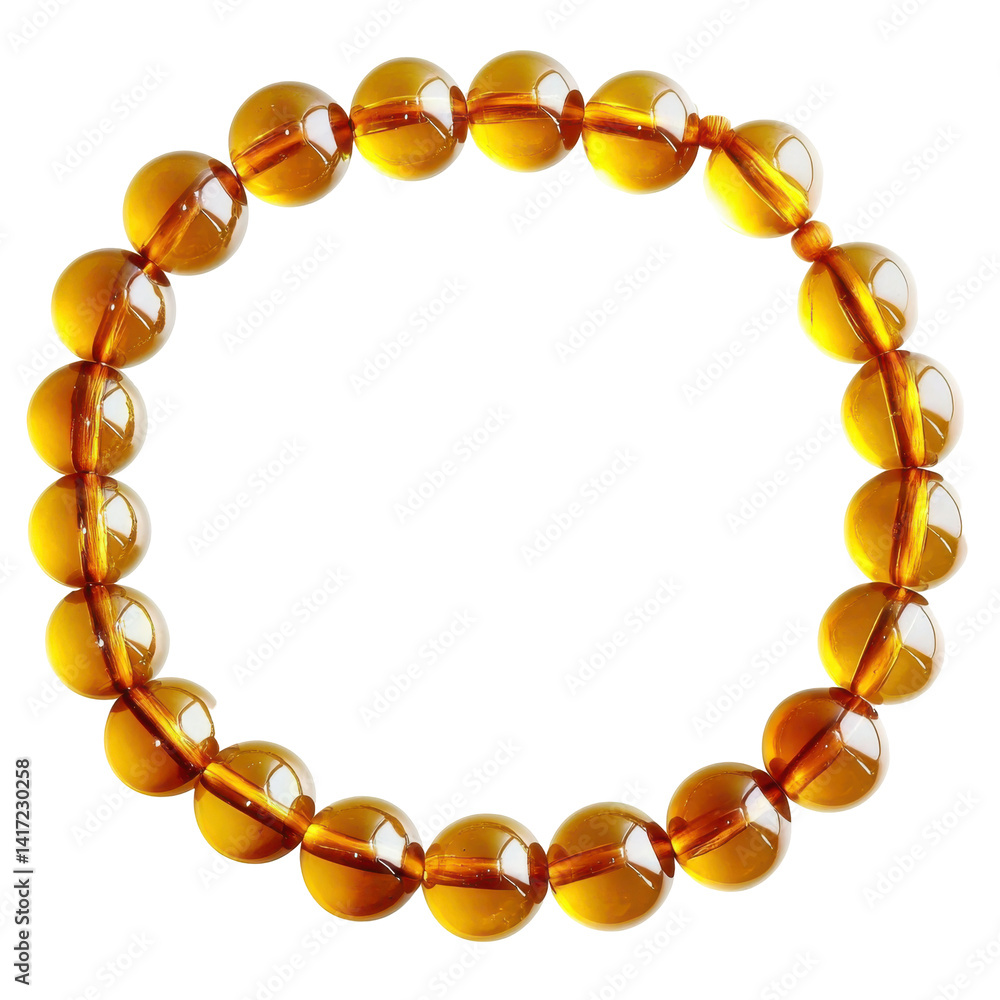 Obraz premium Beaded amber bracelet (2) isolated on PNG transparent background, cut out