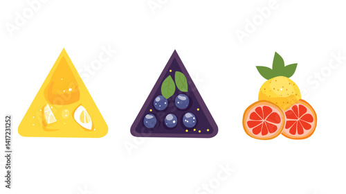 Vibrant Fruit Triangles Illustration