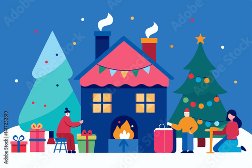 christmas card with house