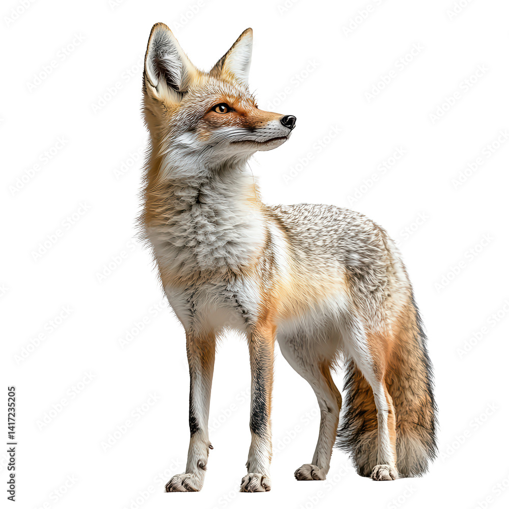Obraz premium Clever fox standing png dynamic woodland creature png artistic wild nature charm png captivating rustic scene transparent background image
