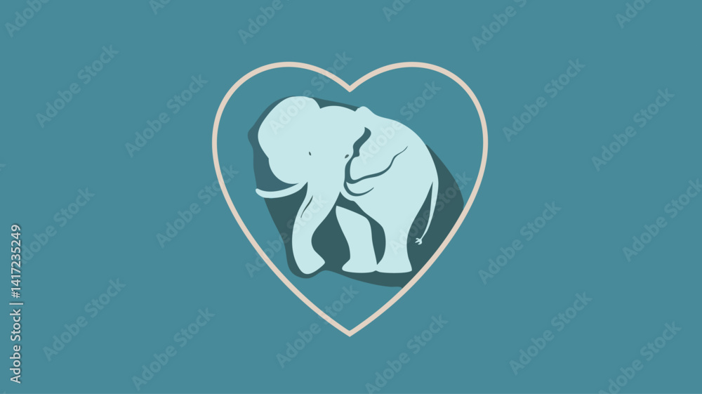 A blue elephant nestled in a heart showcases love and support for animal protection. A blue elephant nestled in a heart showcases love and support for animal protection.