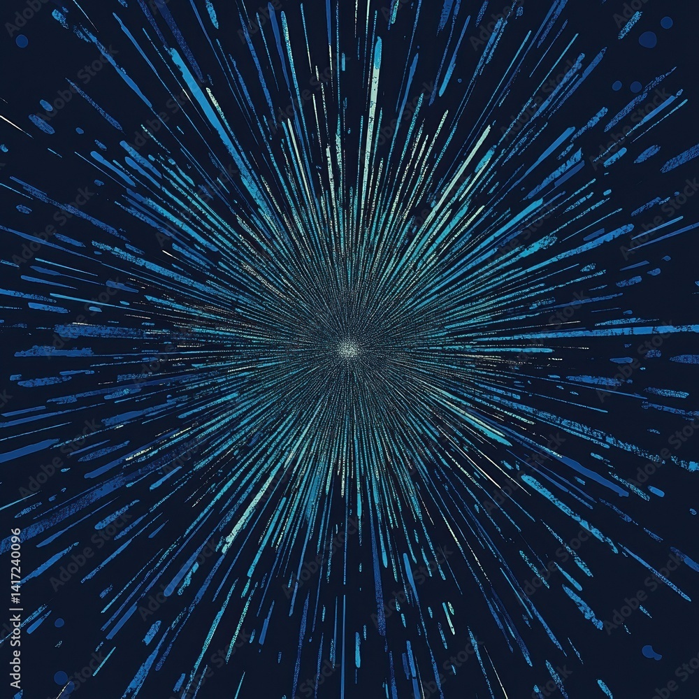 Obraz premium Blue sunburst rays explosion cartoon style background. Generative AI technology.