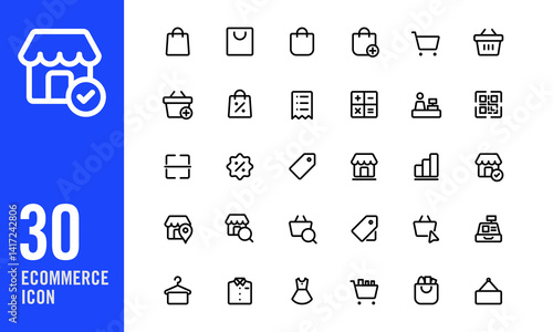E commerce icon set. Online shop and retail icon collection.