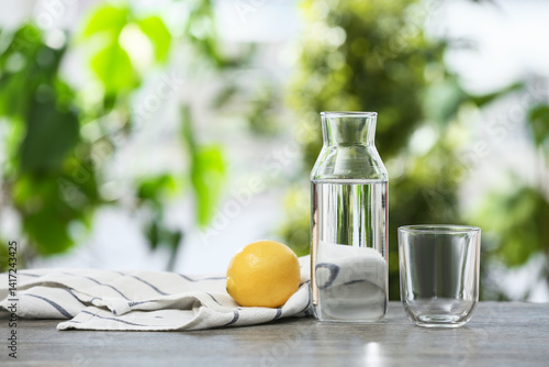 Bottle of water, glass, fre...