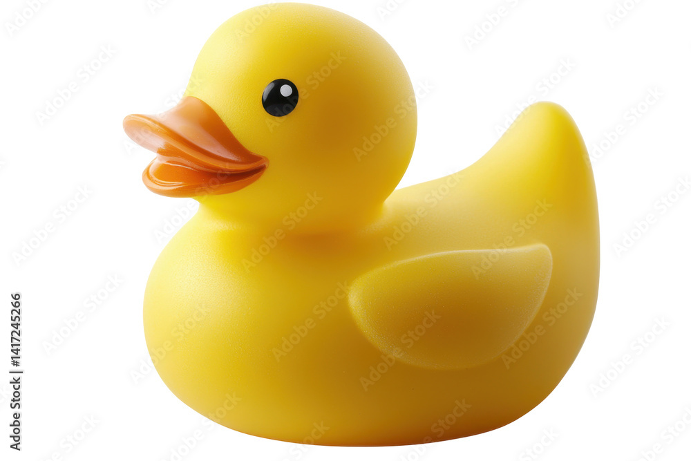 Fototapeta premium Yellow rubber ducky isolated on PNG transparent background, cut out