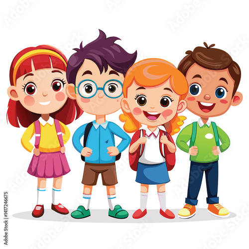 Four children in school uniform