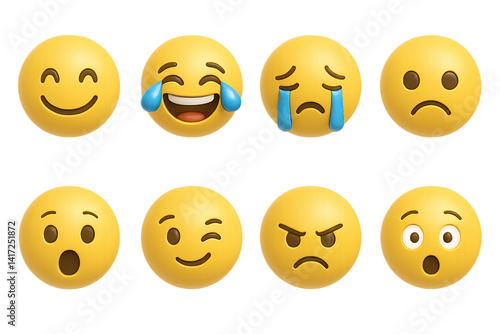3d emoji icons set: expressive faces collection featuring various emotions