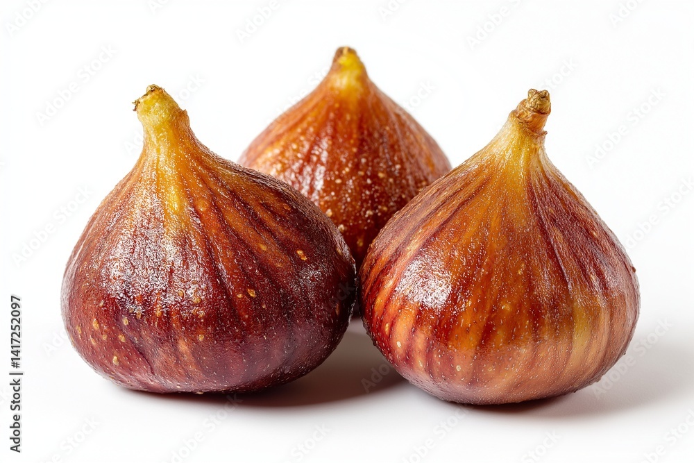 Obraz premium Three ripe figs isolated on white background