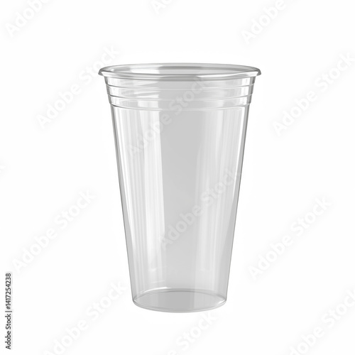 Wallpaper Mural Transparent disposable plastic cup, empty and standing upright on a clean white background, commonly used for cold beverages or takeaway drinks, isolated on transparent background. Torontodigital.ca