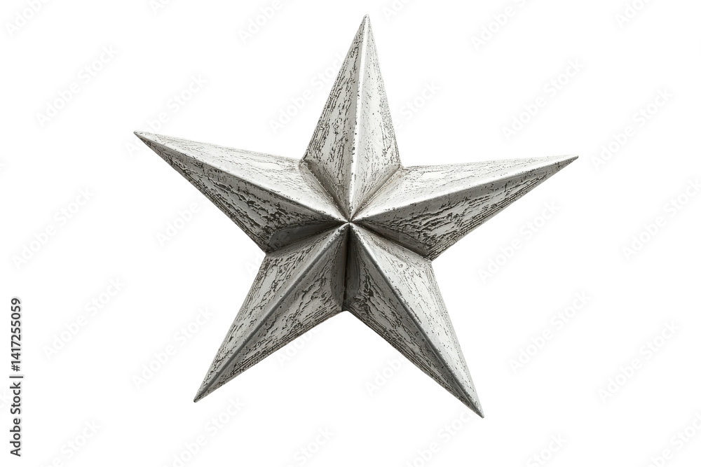 Obraz premium Textured, Gray Star isolated on PNG transparent background, cut out