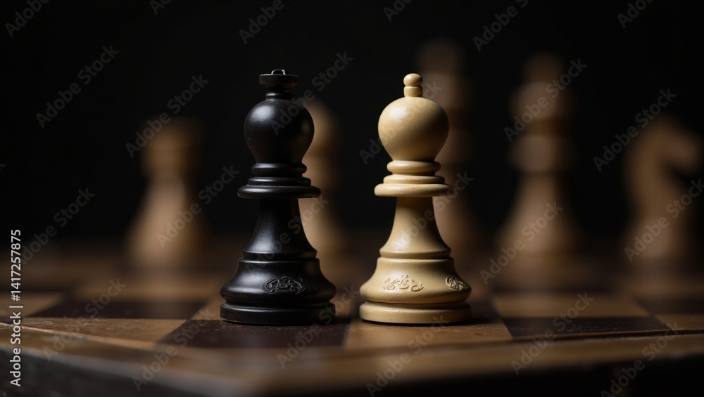 Chess Pieces in Confrontation Chess Pieces in Confrontation