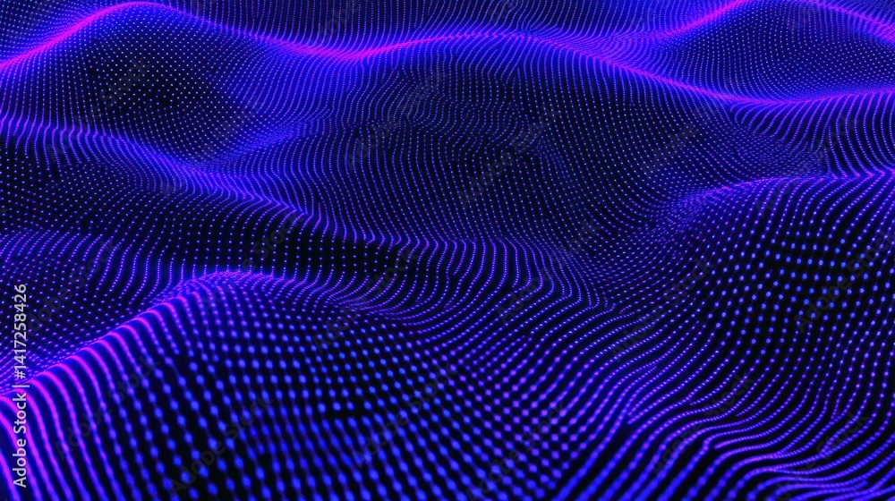 Abstract digital graphic display of undulating purple waves. Abstract digital graphic display of undulating purple waves.
