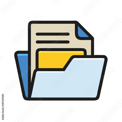 Folder icon with files, document management concept design
