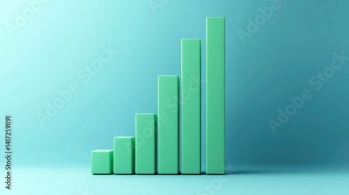 Free Download 3D Render of Green Graph Bar Growing Upwards on Blue Background   - GFXLoad