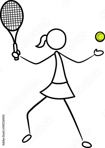 Women's Tennis - Minimalist stick figure illustration playing Olympic sports