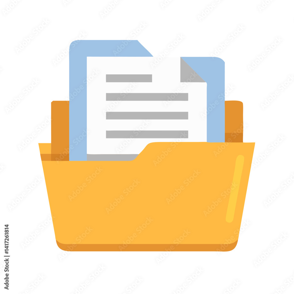 Folder with document icon on black background illustration Folder with document icon on black background illustration