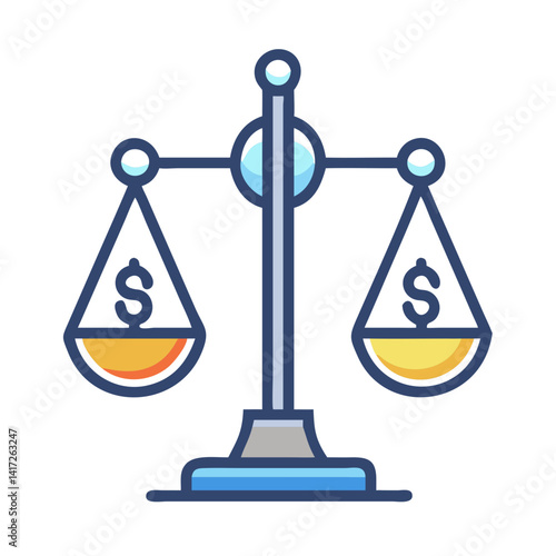 Balance Scale with Dollar Signs - Justice and Finance