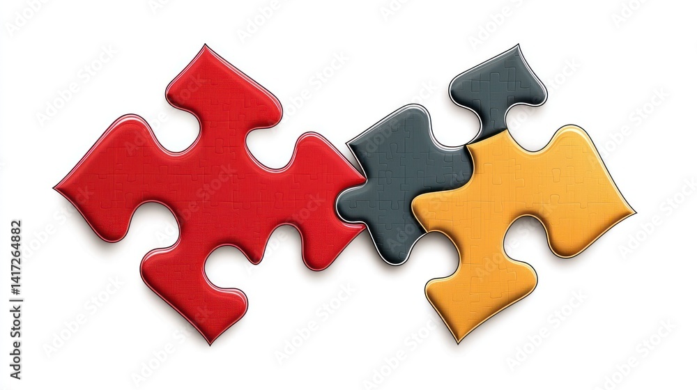 Interlocking Puzzle Pieces: Synergy and Teamwork Concept Interlocking Puzzle Pieces: Synergy and Teamwork Concept