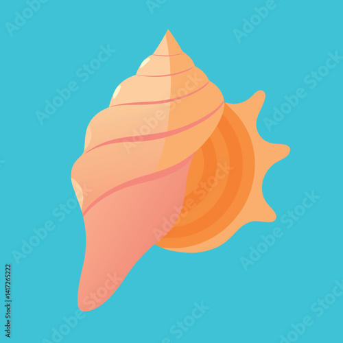 Beautiful conch shell top vie vector-art-illustration. 