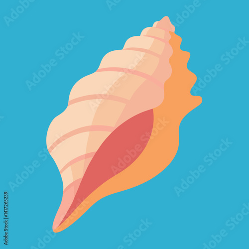 Beautiful conch shell top vie vector-art-illustration. 