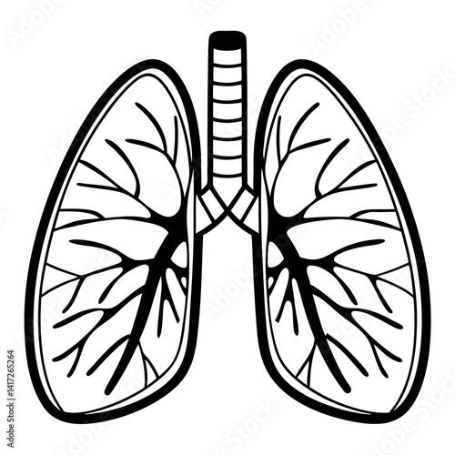Black silhouette of a lungs-side-view-isolated. 