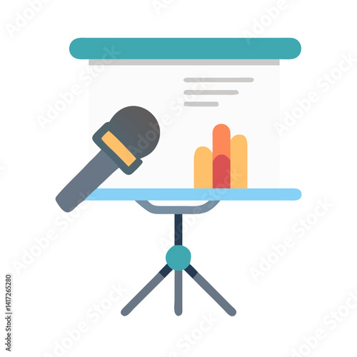 Presentation board with microphone for public speaking, marketing