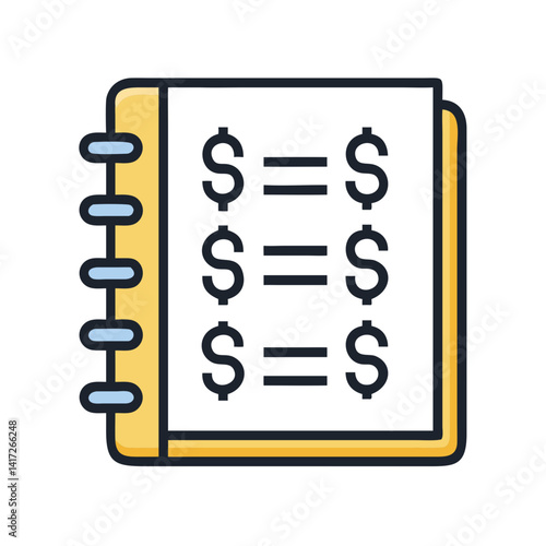 Budgeting notebook icon for financial planning and accounting