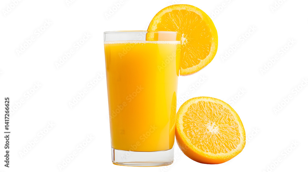 Refreshing Orange Juice in Tall Glass on White Background for Beverage Ads Refreshing Orange Juice in Tall Glass on White Background for Beverage Ads
