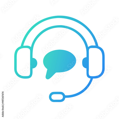 Gradient Headset and Speech Bubble: Customer Service Icon