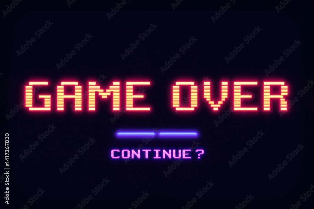 Game Over Wallpaper - Neon Retro Gaming Screen, cyberpunk Game Over Wallpaper - Neon Retro Gaming Screen, cyberpunk