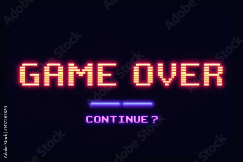 Game Over Wallpaper - Neon Retro Gaming Screen, cyberpunk