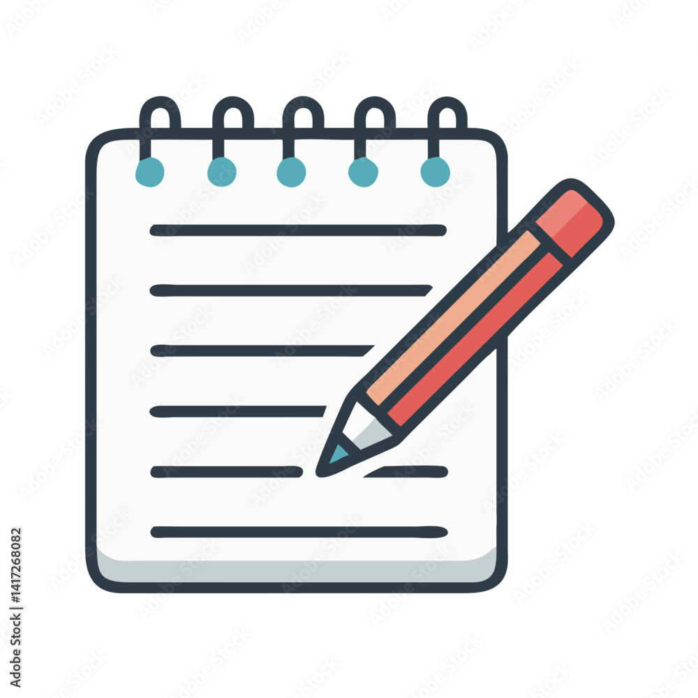 Notebook and Pencil - Icon for writing and notes
