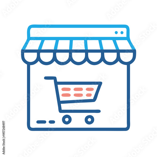 Online Shopping Store Front Icon on Black Background
