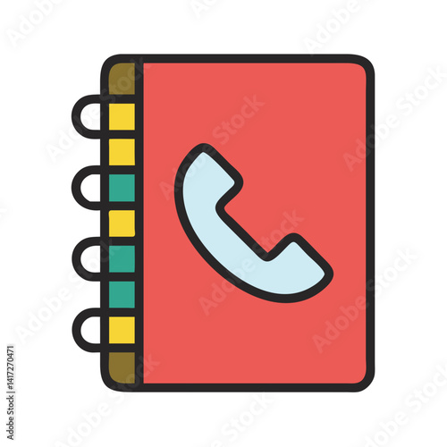 Address book icon, contacts book with phone symbol