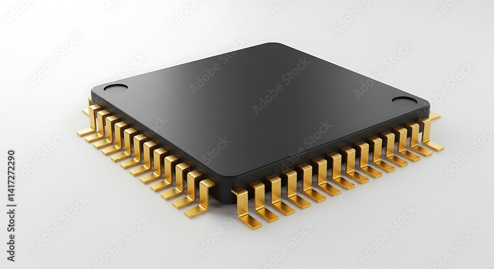 High-Resolution 3D Render of a Microchip High-Resolution 3D Render of a Microchip