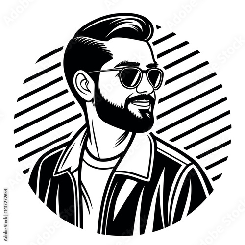 A generous handsome daddy with beard wearing.  