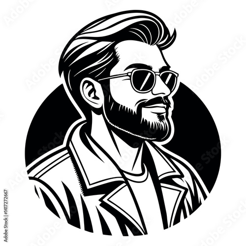 A generous handsome daddy with beard wearing.  