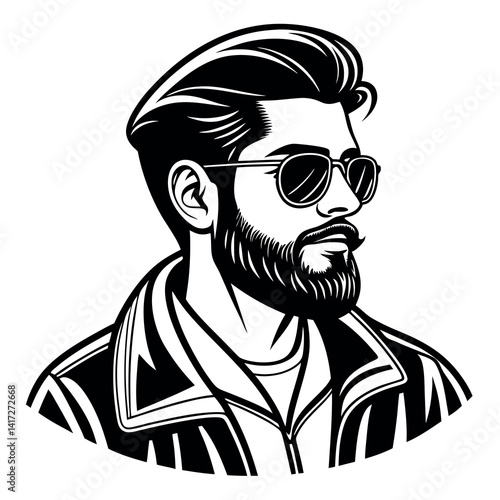 A generous handsome daddy with beard wearing.  