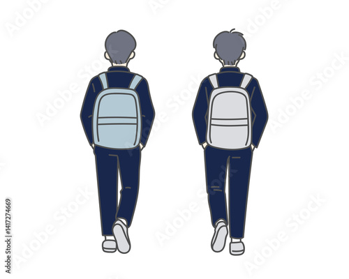 通学する男子高校生の後ろ姿